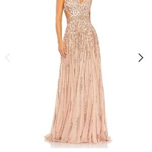 Mac Duggal apricot Sequin Dress gown. NWT size 14